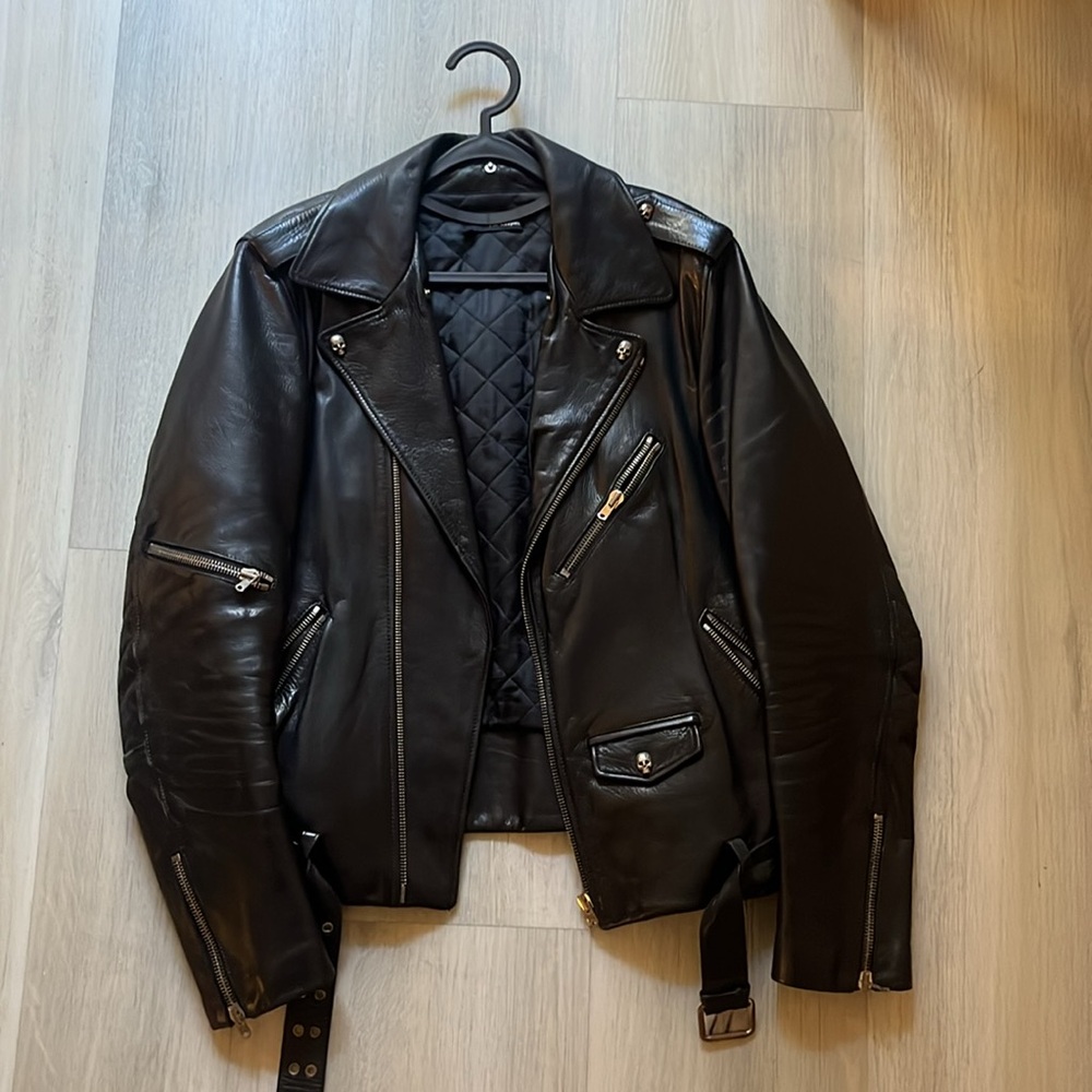 Kooples real leather jacket with detachable real fur collar